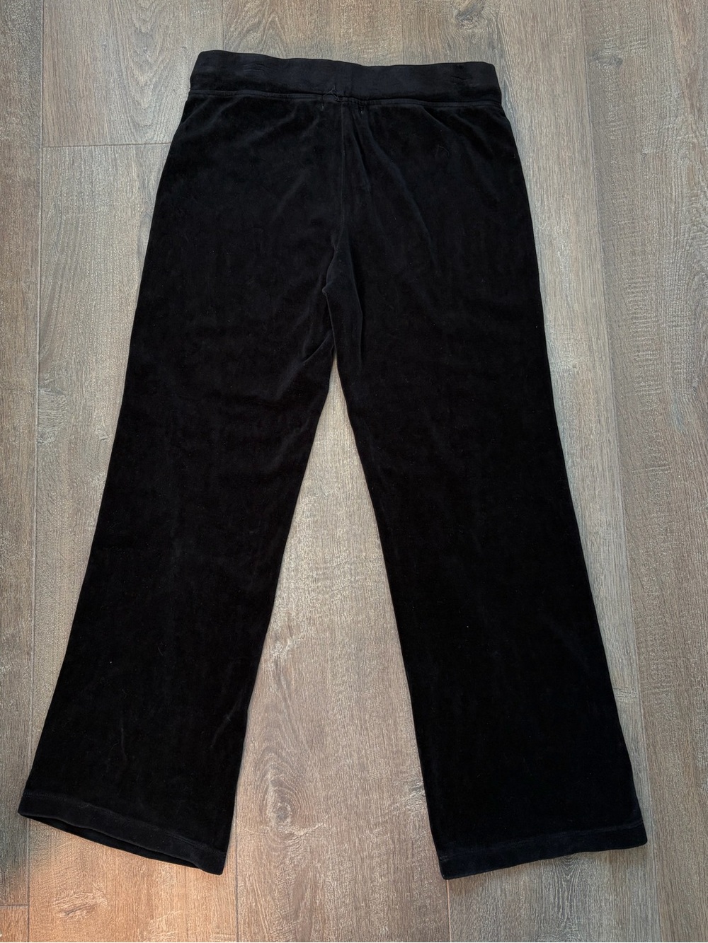 Lauren Active - Ralph Lauren Black Velour Wide Leg Pull On Pants Medium